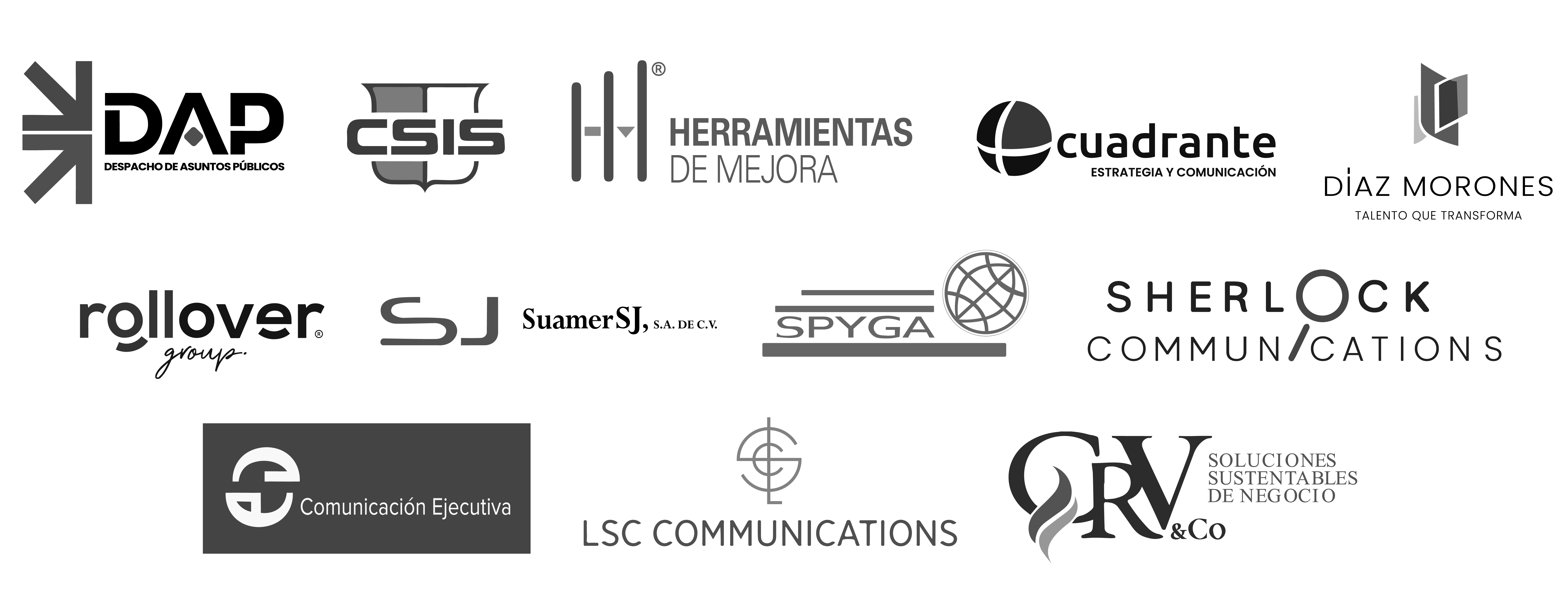 Logotipos de empresas pertenecientes a la industria de recursos humanos y consultoría representados como historias de éxito en Guardia Consultores