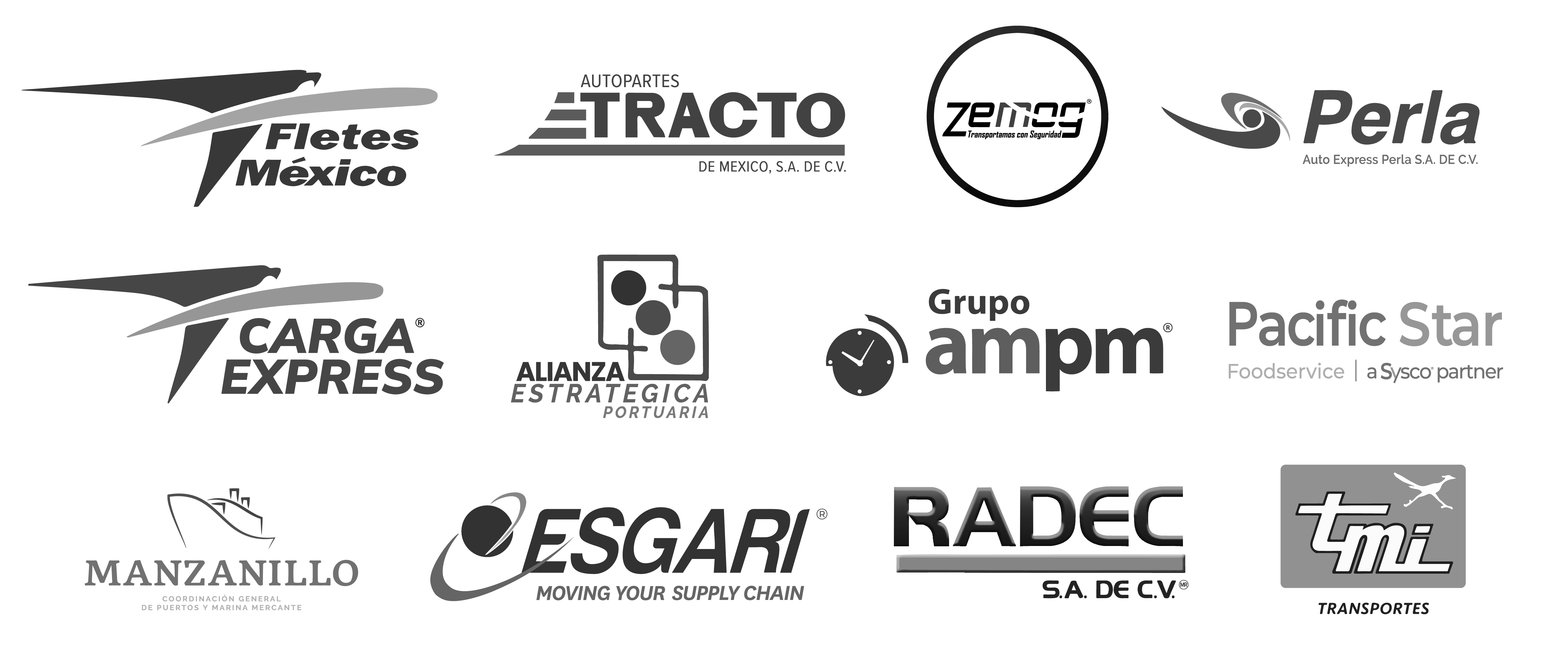 Logotipos de empresas pertenecientes a la industria de logística y transporte representados como historias de éxito en Guardia Consultores